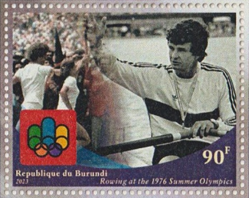 Stamp BDI 2023 unauthorized issue OG Montreal 1976 M1X silver medal winner Peter Michael Kolbe GERII