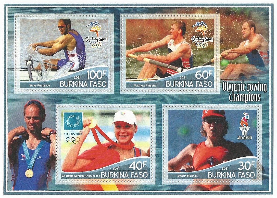 Stamp BUR 2021 SS Olympic rowing champions unauthorized issue S. Redgrave M. Pinsent G. Damian Andrunache M. McBean