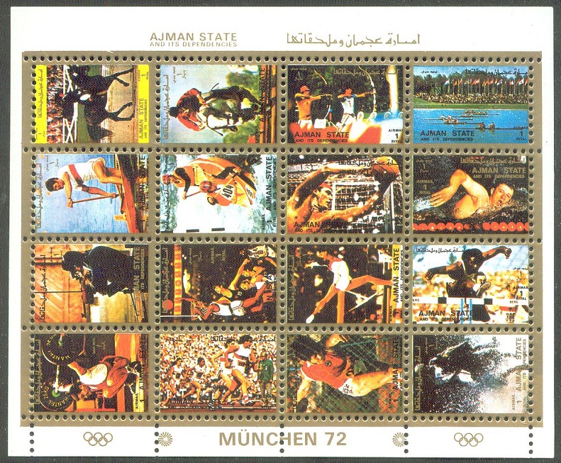 stamp ajman 1972 og munich ms mi 2621 36 small size