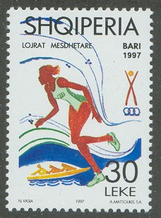 stamp alb 1997 july 17th mediterranian games bari mi 2625 running and rowing 