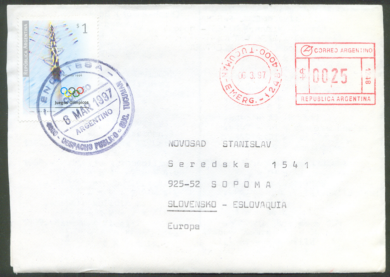 stamp arg 1996 on cover