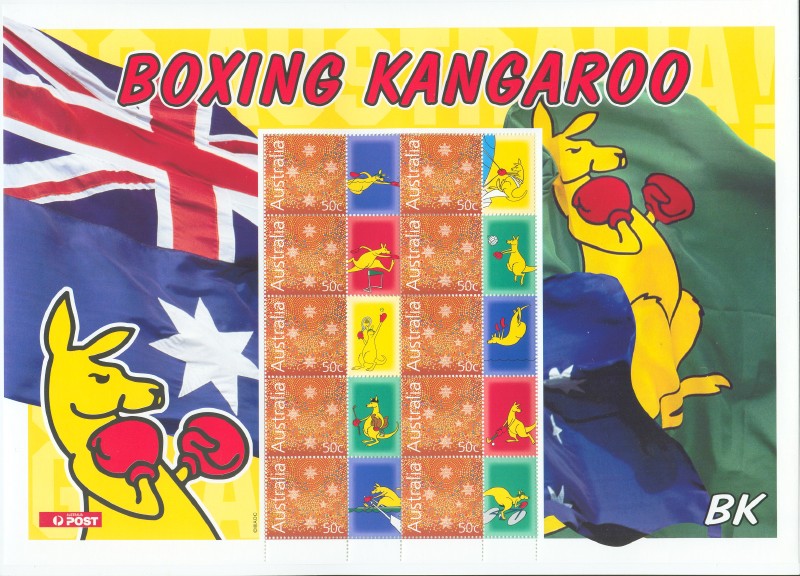 stamp aus 2004 march 16th mi 2297 10x ms boxing kangaroo