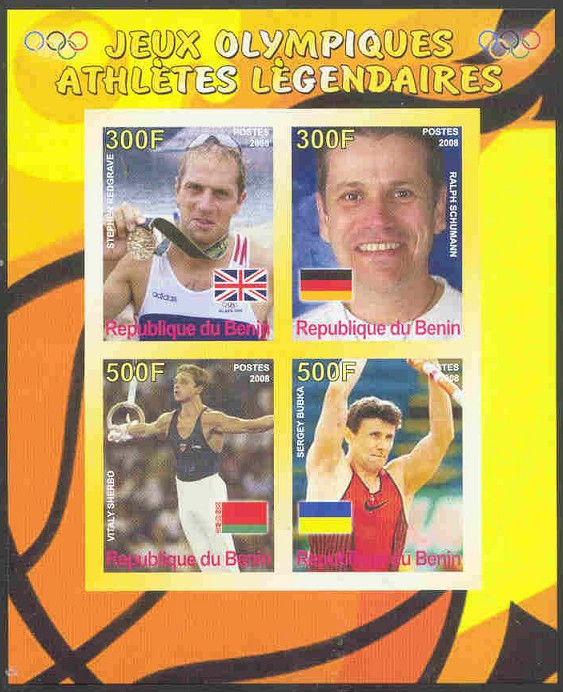 stamp ben 2008 jeux olympiques athletes legendaires ms imperforated with steve redgrave