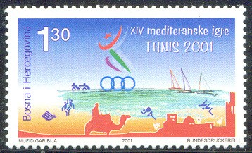 stamp bih 2001 may 30th mi 241 mediterranean games tunis 2001 pictogram 