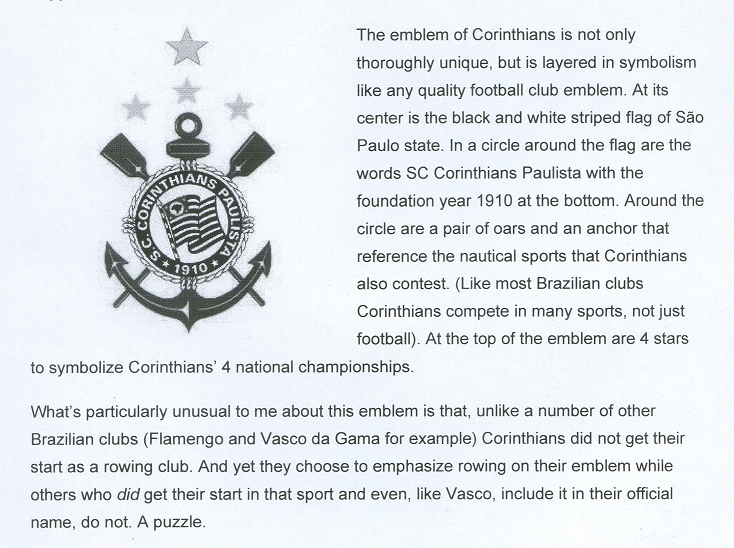 Stamp BRA 2010 SC Corinthians Paulista Explanation of club emblem