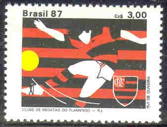 stamp bra 1987 aug. 29th mi 2227 clube de regatas do flamengo rio de janeiro mi 2227