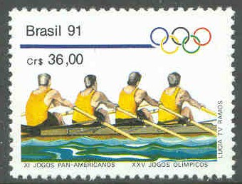 stamp bra 1991 march 20th pan american games and og barcelona mi 2405 m4x 