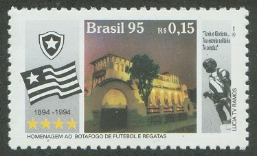stamp bra 1995 dec. 8th botafogo de futebol e regatas rio de janeiro 1894 1994 mi 2685 club flag and former club house 