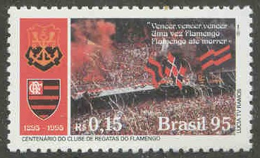 stamp bra 1995 oct. 6th mi 2669 clube de regatas do flamengo centenary 1895 1995 old new club emblem 