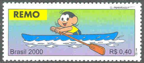 stamp bra 2000 sept. 9th olympic sports mi 3072 comic drawing of single sculler 