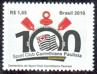 stamp bra 2010 sept. 1st sport club corinthians paulista 100 years centenary logo 
