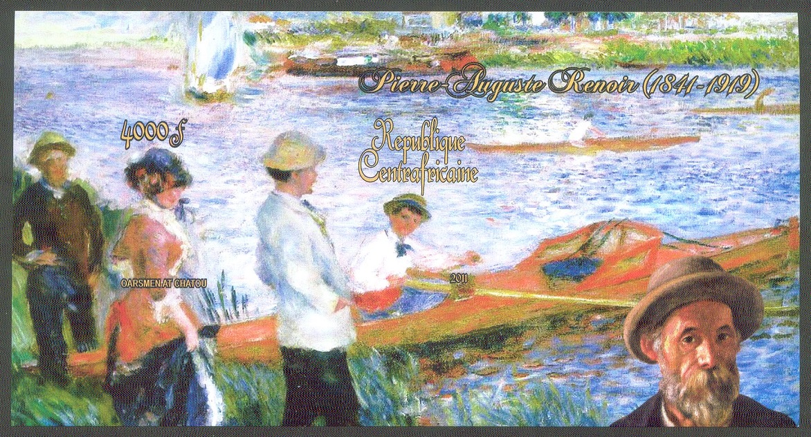 stamp caf 2011 painting oarsmen at chatou 1879 by pierre auguste renoir 1841 1919 imperforated