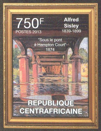 stamp caf 2013 imperforated painting sous le pont hampton court 1874 by alfred sisley