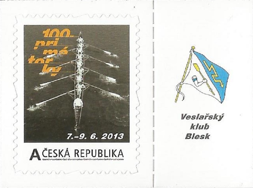 Stamp CZE 2013 Regatta Prague with tab Veslarsky klub Blesk