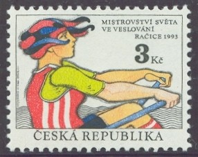 stamp cze 1993 aug. 18th wrc racice mi 20 drawing of sculler