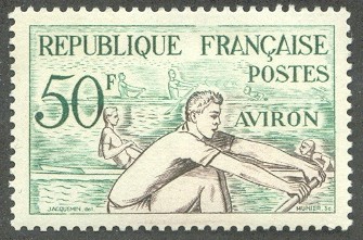 stamp fra 1953 nov. 28th french medal winners at og helsinki mi 982 drawing of 2 honouring salles mercier cox malivoire gold medal winners 