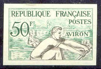 stamp fra 1953 nov. 28th french medal winners at og helsinki mi 982 imperforated drawing of 2 honouring salles mercier cox malivoire gold medal winners 