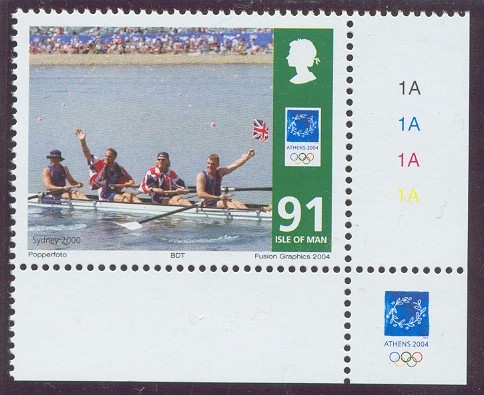 stamp iom 2004 july 1st og athens mi 1142 gbr 4 crew after their gold medal win at og sydney 2000 