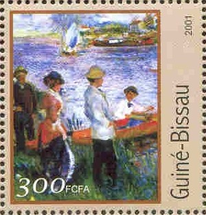 stamp gbs 2001 may 20th mi 1625 painting a. renoir oarsmen at chatou 