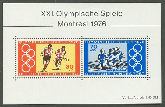 stamp ger 1976 apr. 6th og montreal ss mi bl. 12 hockey and rowing 