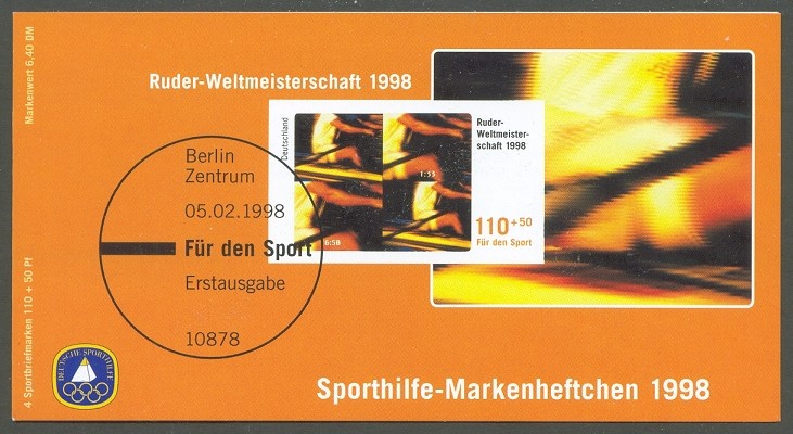 stamp ger 1998 febr. 5th wrc cologne mi 1970 booklet deutsche sporthilfe philex smh no.28