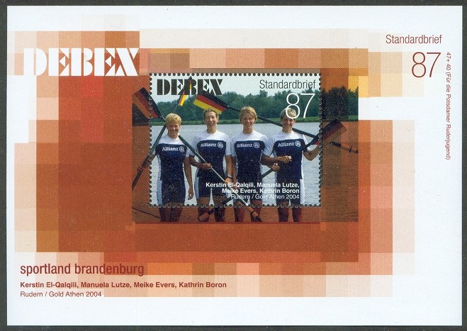 stamp ger 2005 march debex ss 87 c w4x with sponsor allianz mi bl. 2 1000 issued