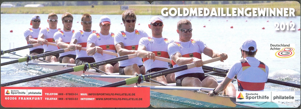 stamp ger 2012 deutsche sporthilfe og london booklet cover m8 gold medal for ger