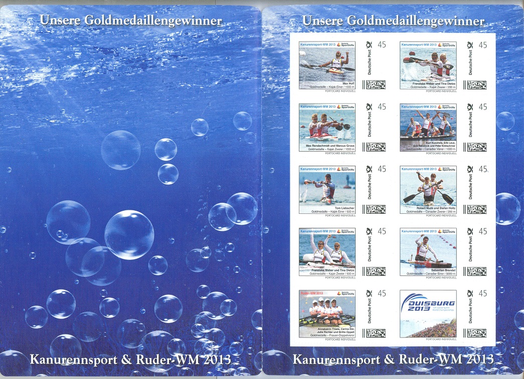 stamp ger 2013 deutsche sporthilfe german gold medal winners at canoeing rowing world championships 2013