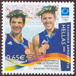 stamp gre 2004 aug. 23rd og athens mi 2249 bronze medal winners lm2x v. polimeros n. skiathitis 