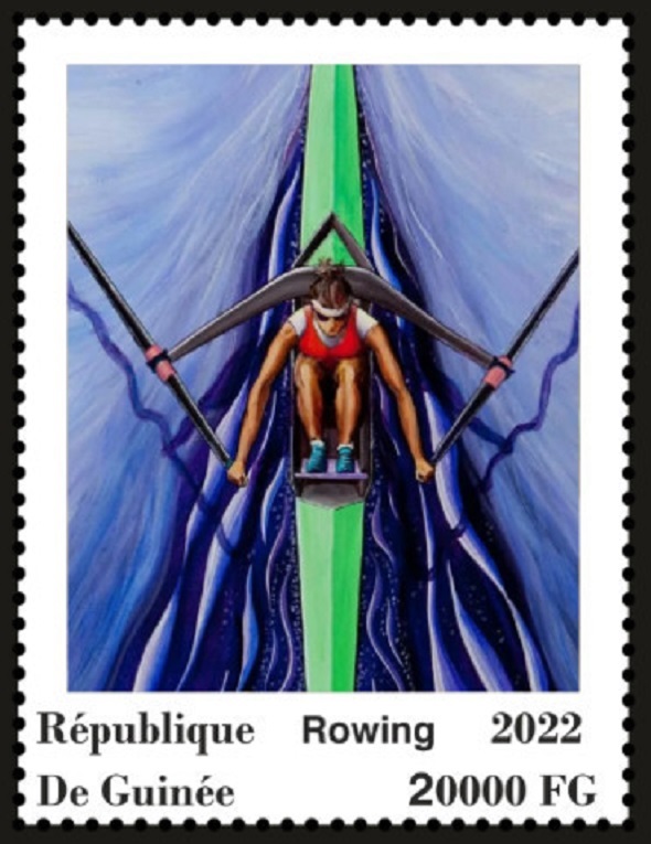 Stamp GUI 2022 Rowing birds eye view of single sculler 