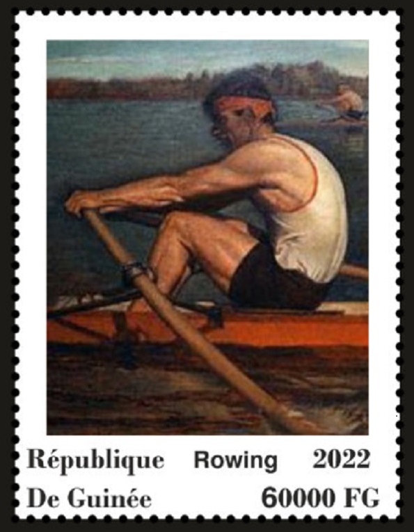 Stamp GUI 2022 Rowing painting USA 