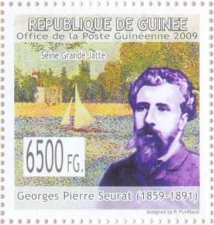 stamp gui 2009 georges pierre seurat seine grande jatte