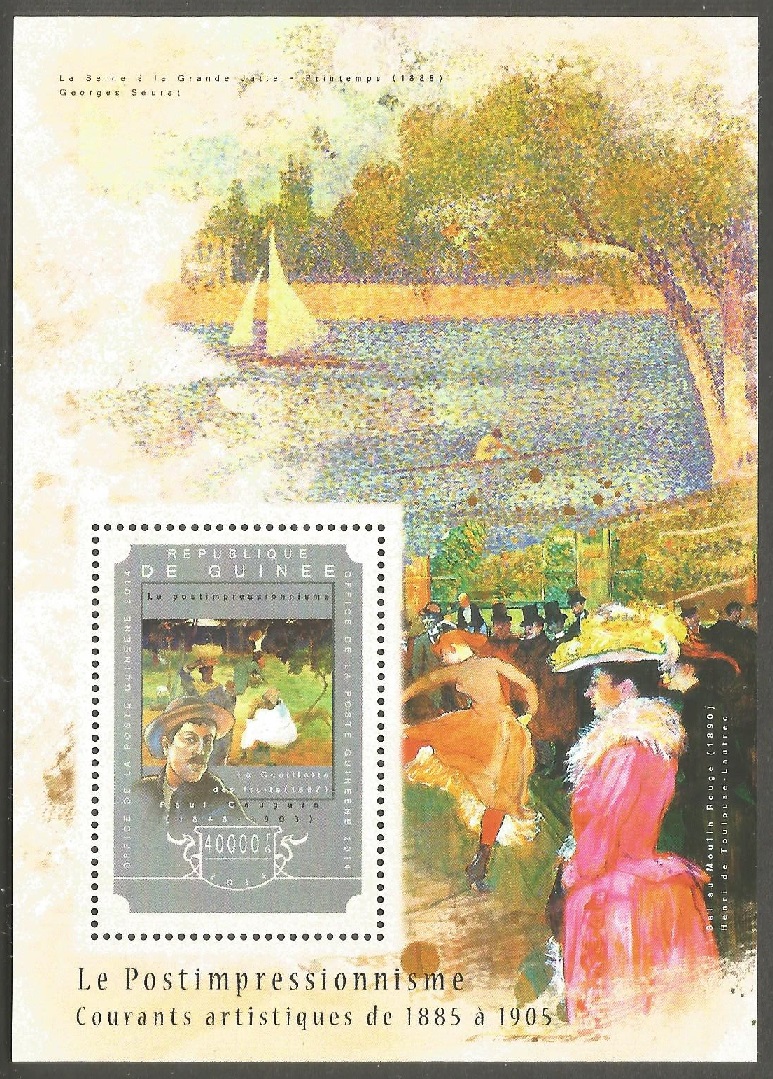 stamp gui 2014 ms painting la seine la grande jatte printemps 1888 by gorges seurat