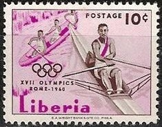 stamp lbr 1960 sept. 4th og rome mi 533 single sculler