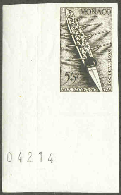 Stamp MON 1948 July 12th OG London Mi 344 imperforated lower left corner 8