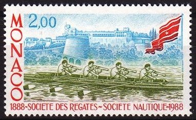 stamp mon 1988 may 26th societe des regates 100th anniversary mi 1867 m4x 