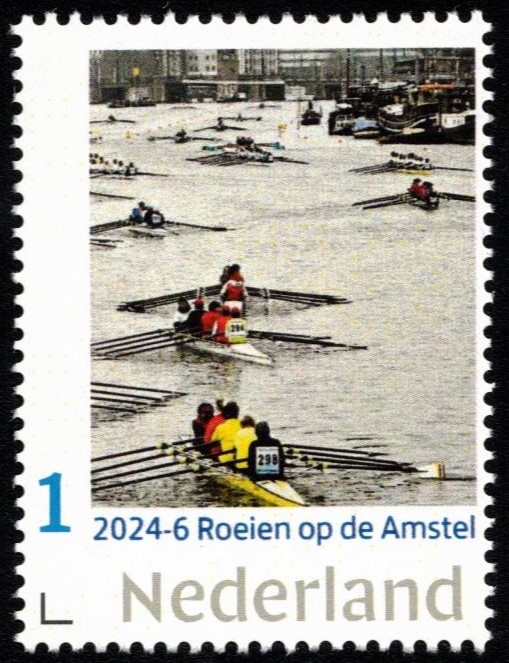 Stamp NED 2024 6 personalized issue crews assembling for the Amstel river regatta II