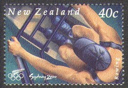 stamp nzl 2000 aug. 4th mi 1851 og sydney sculler seen from above 
