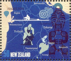stamp nzl 2009 aug. 5th mi 2618 a tiki tour lake karapiro white pictogram 