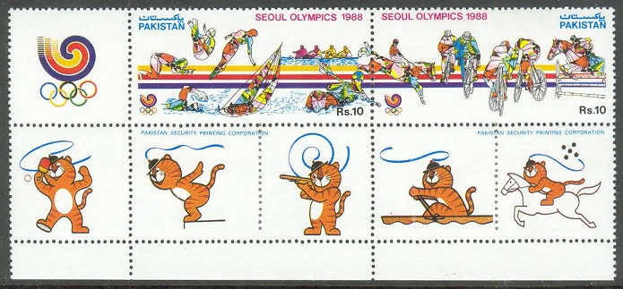 stamp pak 1988 sept. 17th og seoul mi 729 730 with tags