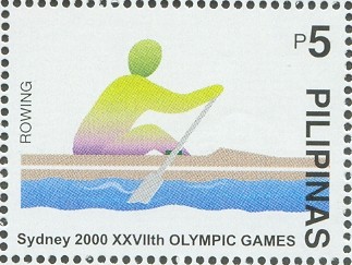 stamp phi 2000 sept. 30th mi 3196 og sydney coloured silhouette of sweep rower 