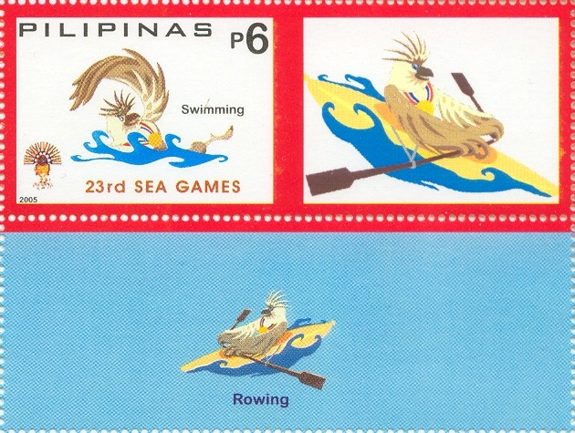 stamp phi 2005 southeast asian games manila personalized stamp with label rowing 