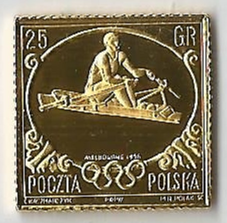 Stamp POL 1956 Nov. 2nd OG Melbourne gold 24 Karat pure gold