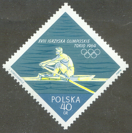 stamp pol 1964 aug. 17th og tokyo