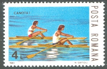 stamp rom 1983 sept. 16th watersport mi 3976 two single scullers 