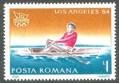 stamp rom 1984 july 2nd og los angeles mi 4059 single sculler waterlogged 