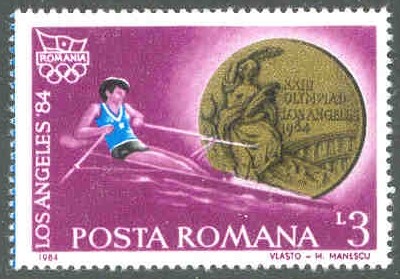 stamp rom 1984 oct. 29th og los angeles mi 4083 female sculler gold medal honouring valeria racila s win in the w1x event 