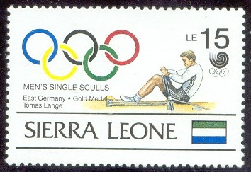 stamp sle 1989 apr. 28th gold medal winners og seoul mi 1167 thomas lange gdr winner of the single sculls 