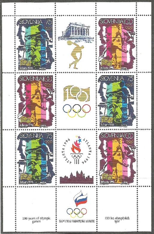 Stamp SLO 1996 June 6th MS Olympic Games centenary Iztok Cop SLO 