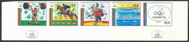 stamp tkm 1992 dec. 25th og barcelona mi 15 19 imperforated